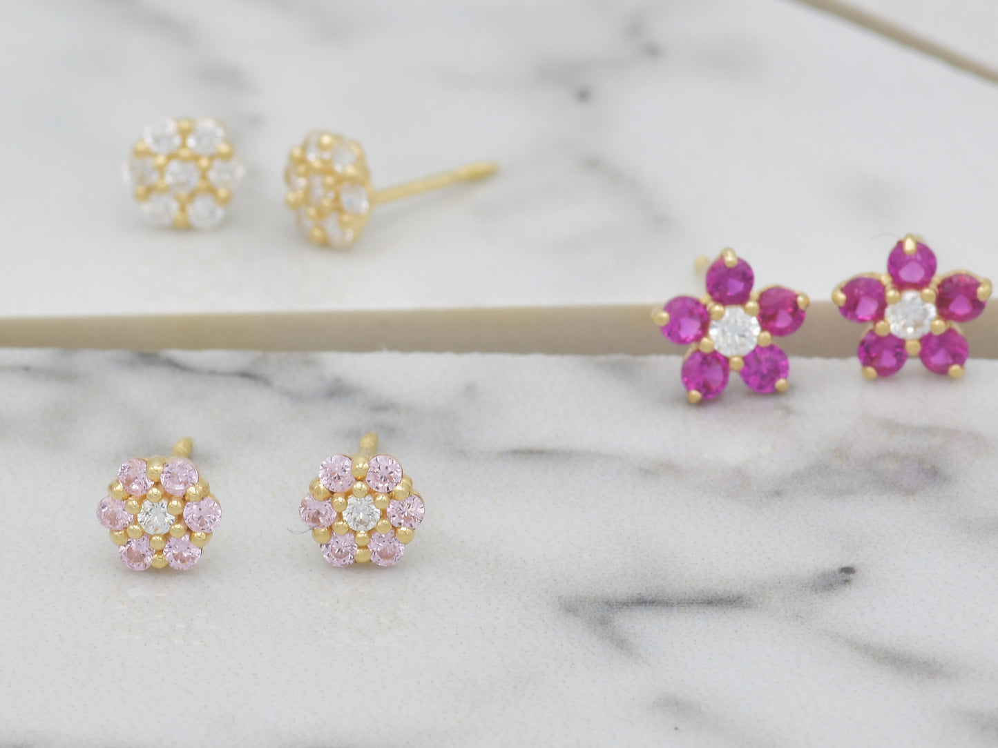 Tiny 14K Floral post earring