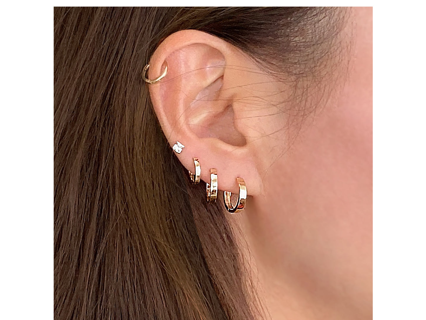 Square Edged Huggie Hoop Earrings