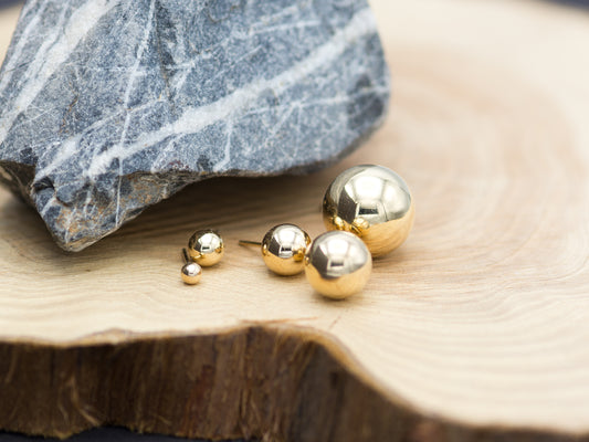 14K Gold Round Ball Earrings