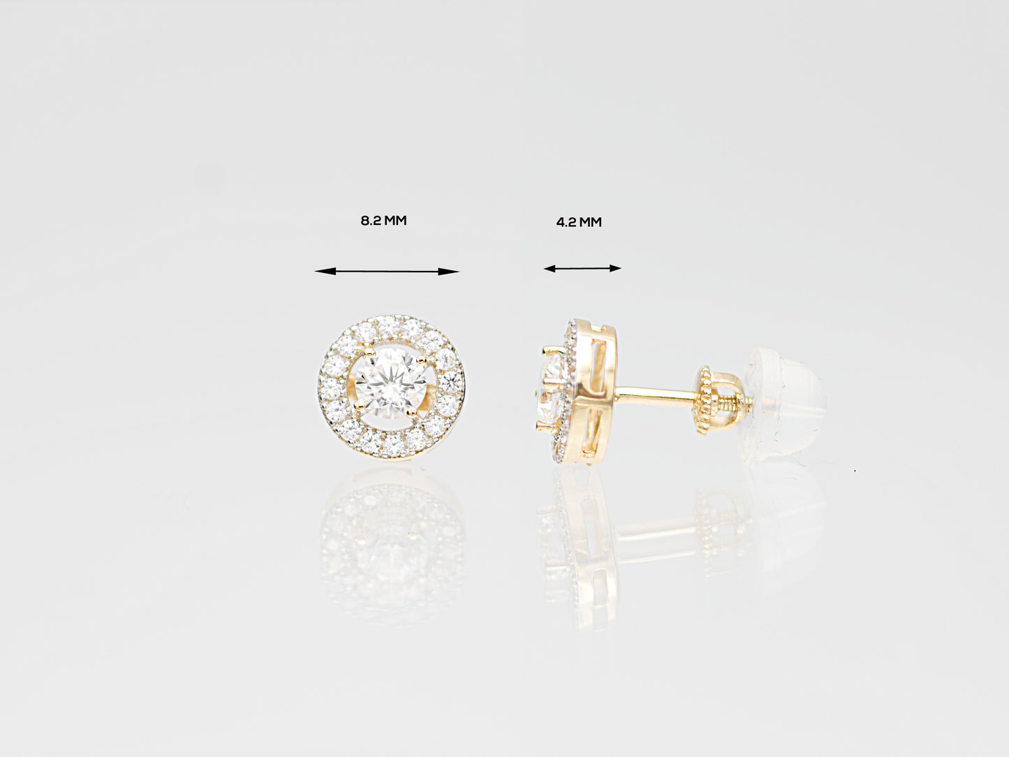 14K Solid Genuine Gold Halo Studs earrings