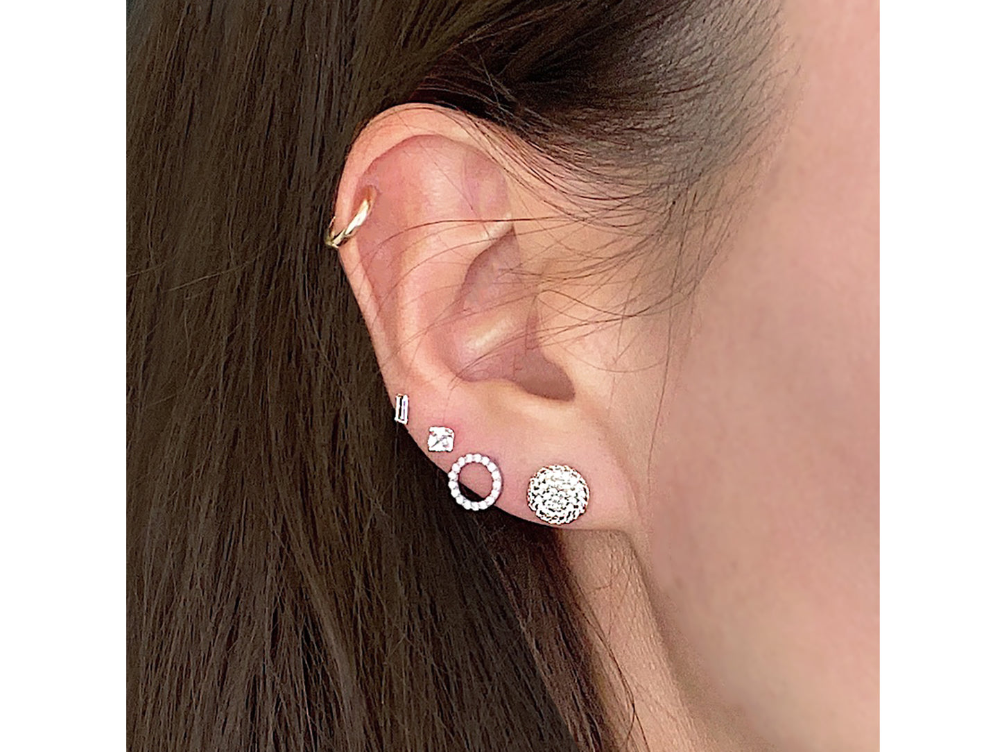 14K Solid Gold Pave Simulated Diamond Earrings