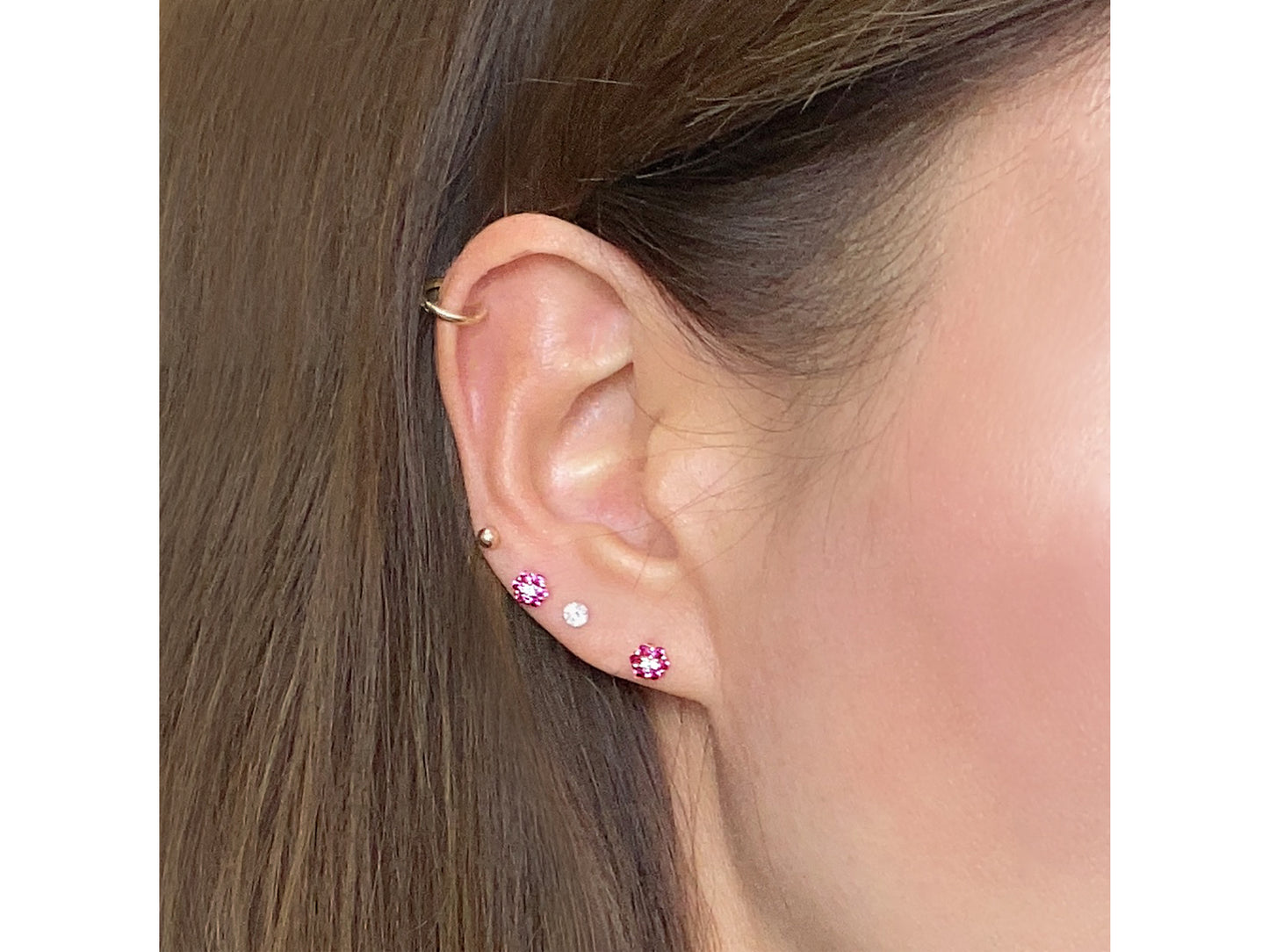 Tiny 14K Floral post earring
