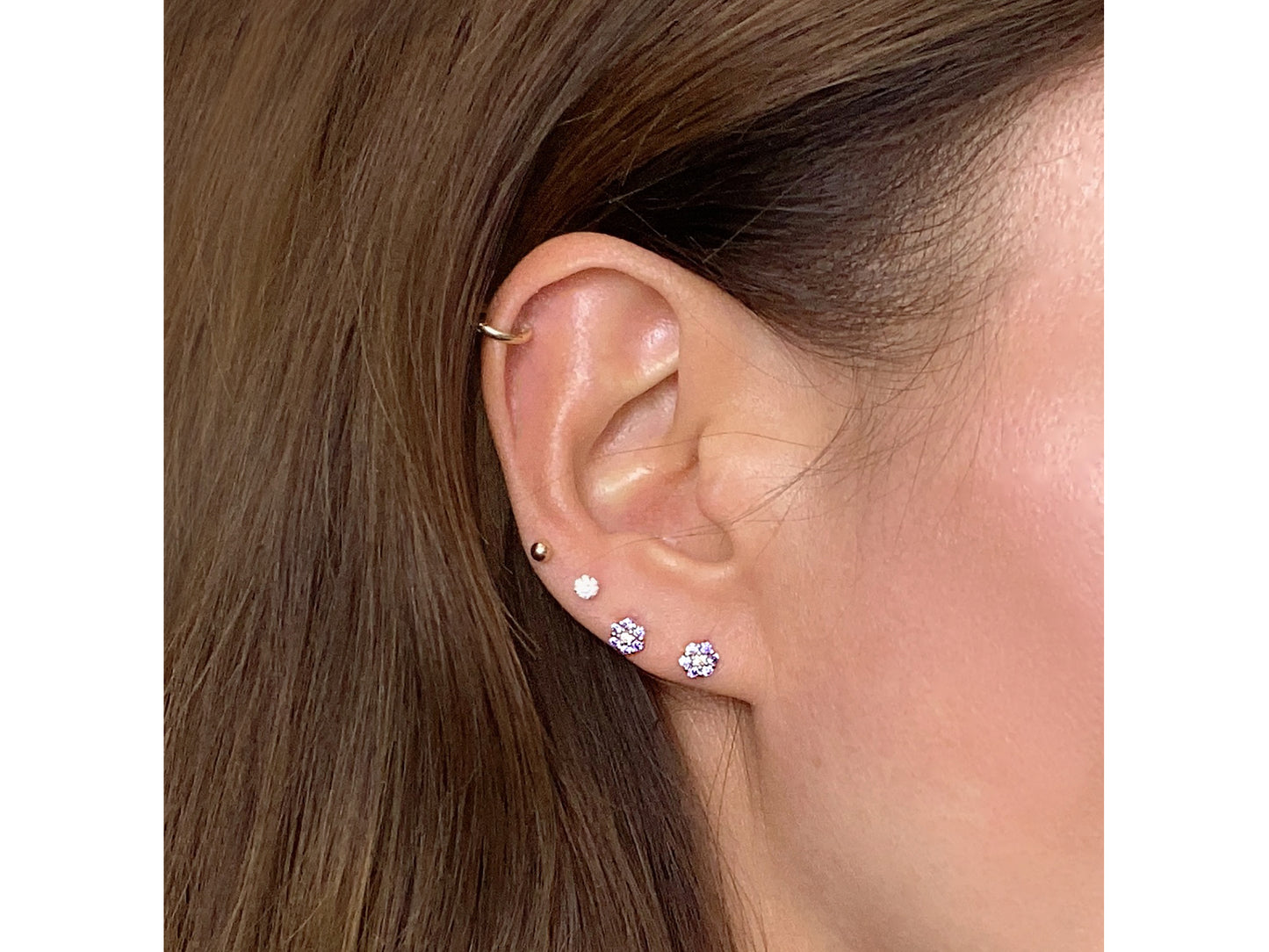 Tiny 14K Floral post earring
