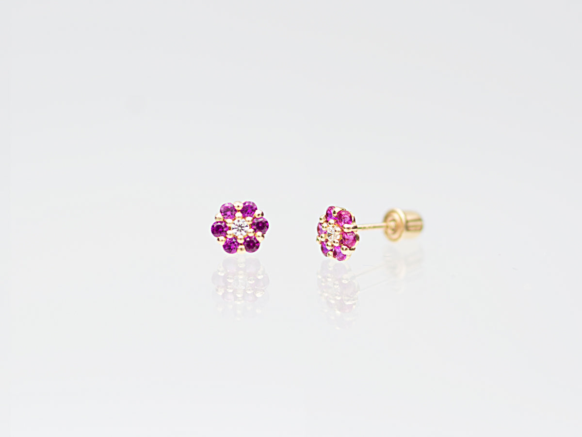 Tiny 14K Floral post earring
