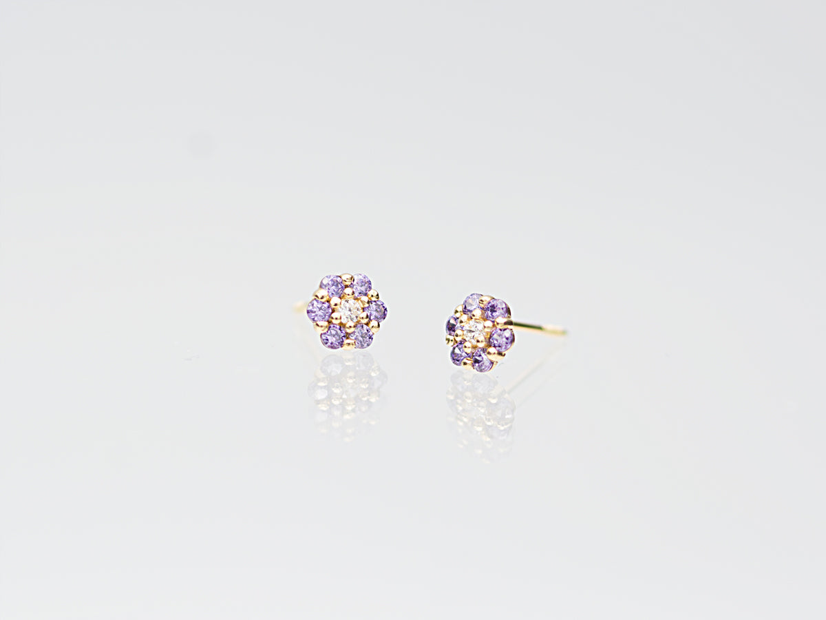 Tiny 14K Floral post earring