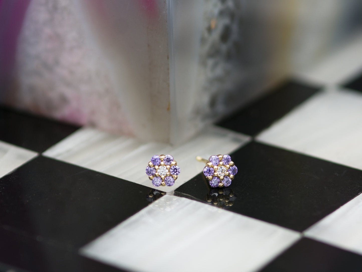 Tiny 14K Floral post earring