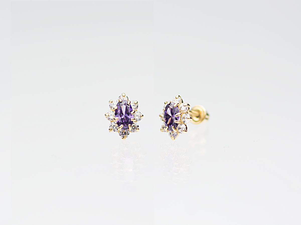 14K Solid Gold Marquis stud earring