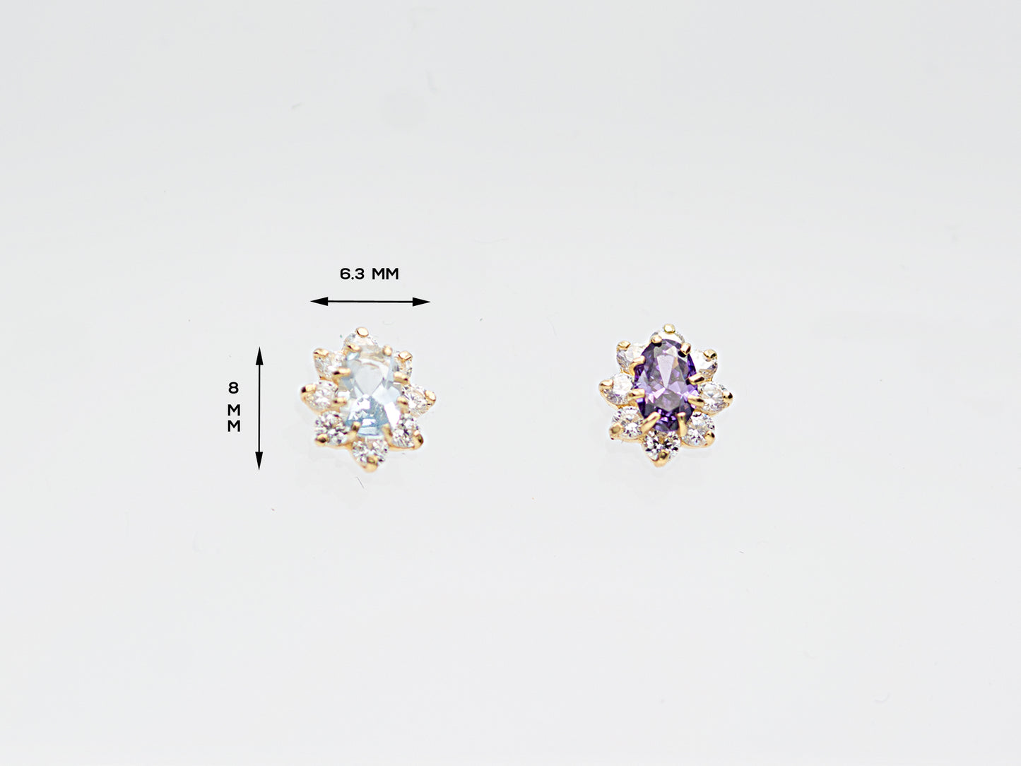 14K Solid Gold Marquis stud earring