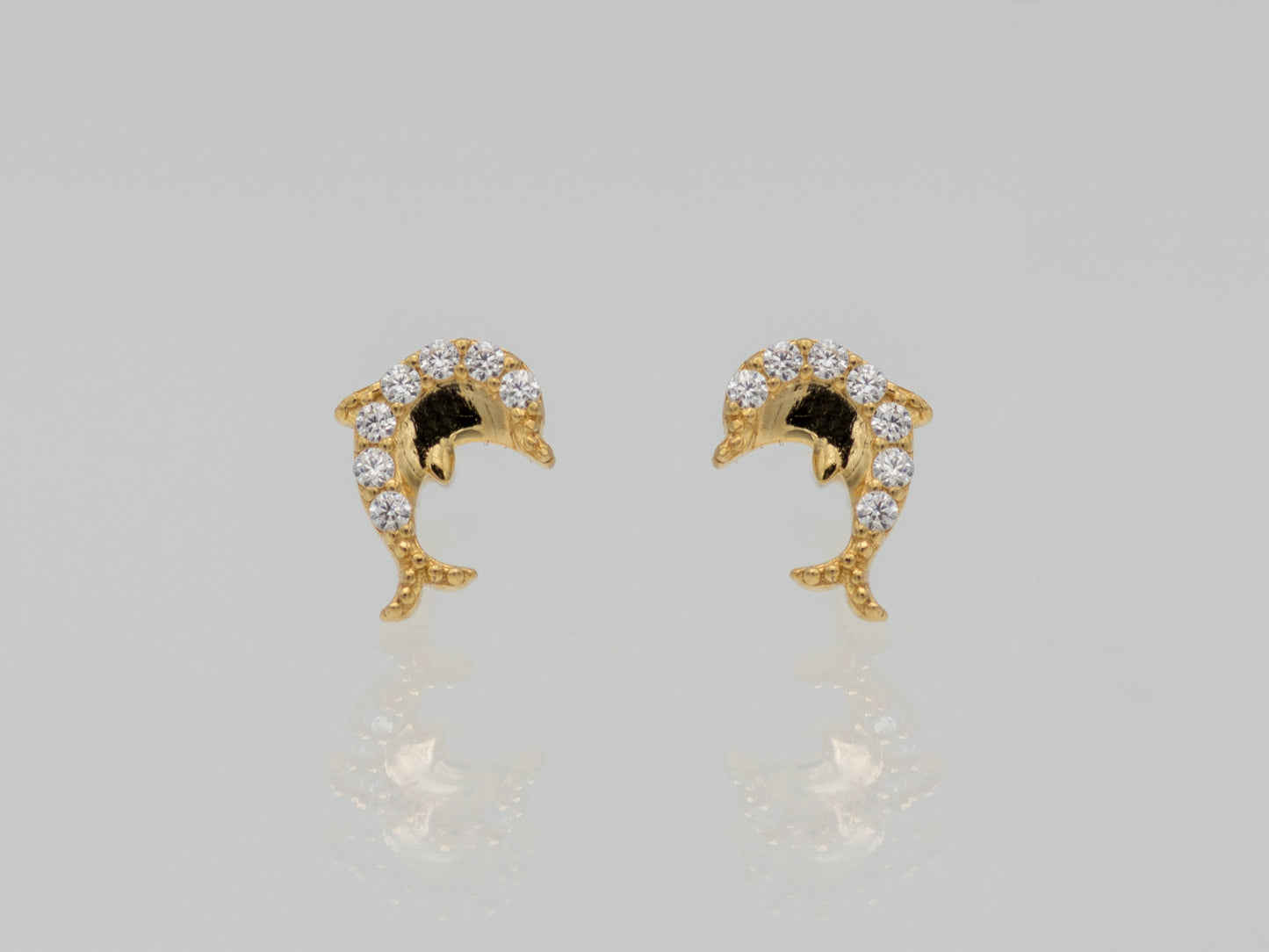 14k solid gold Dolphin stud earrings