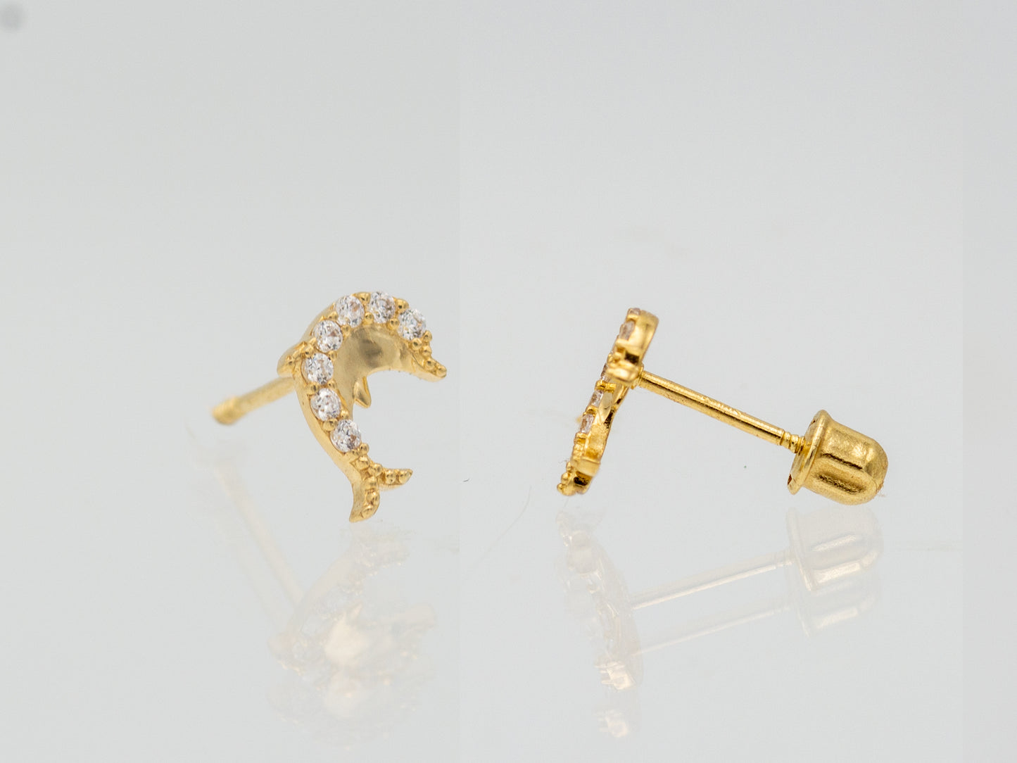 14k solid gold Dolphin stud earrings