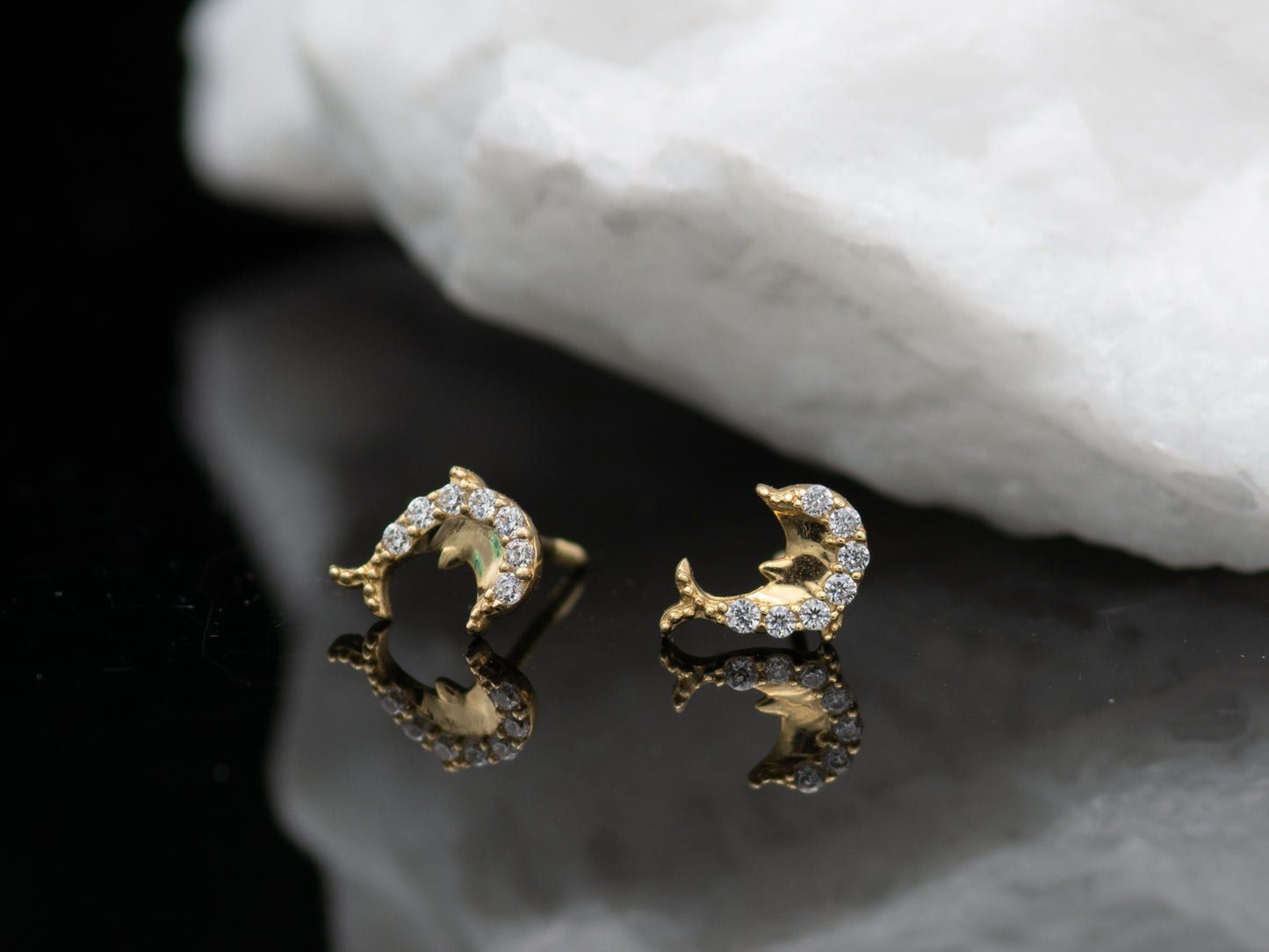 14k solid gold Dolphin stud earrings