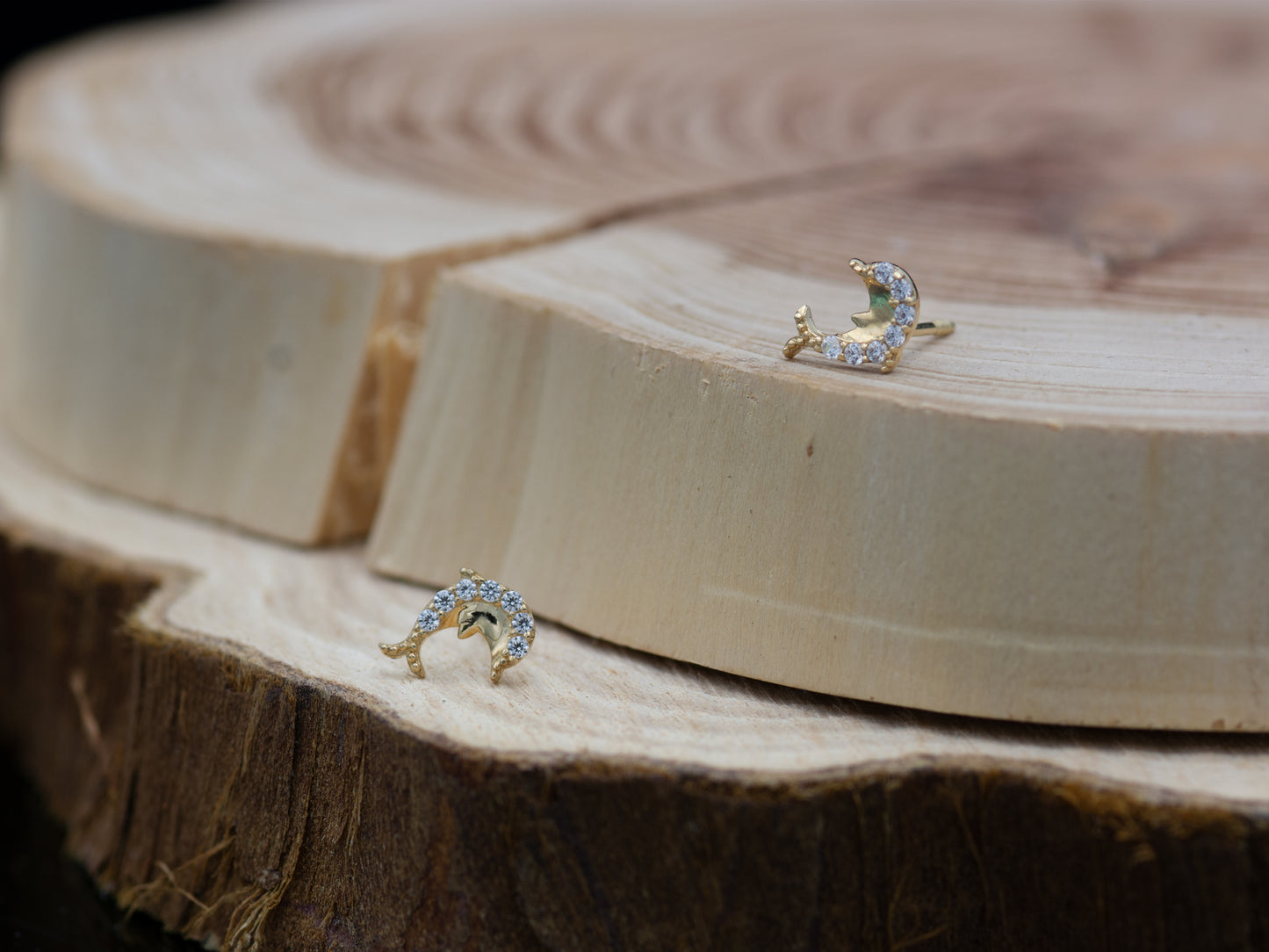 14k solid gold Dolphin stud earrings