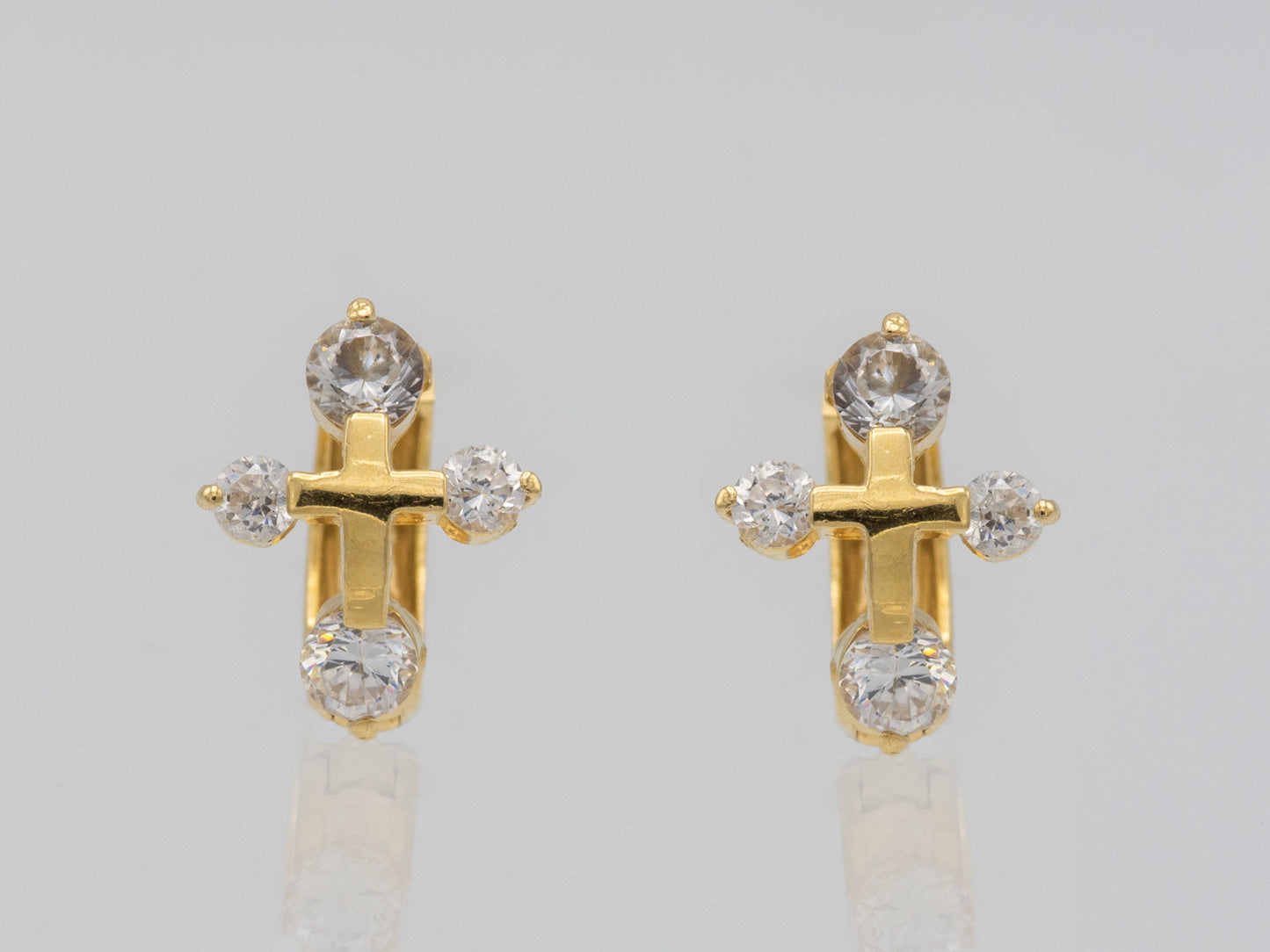14k solid gold Dainty Cross Shaped Hoop Huggies earring