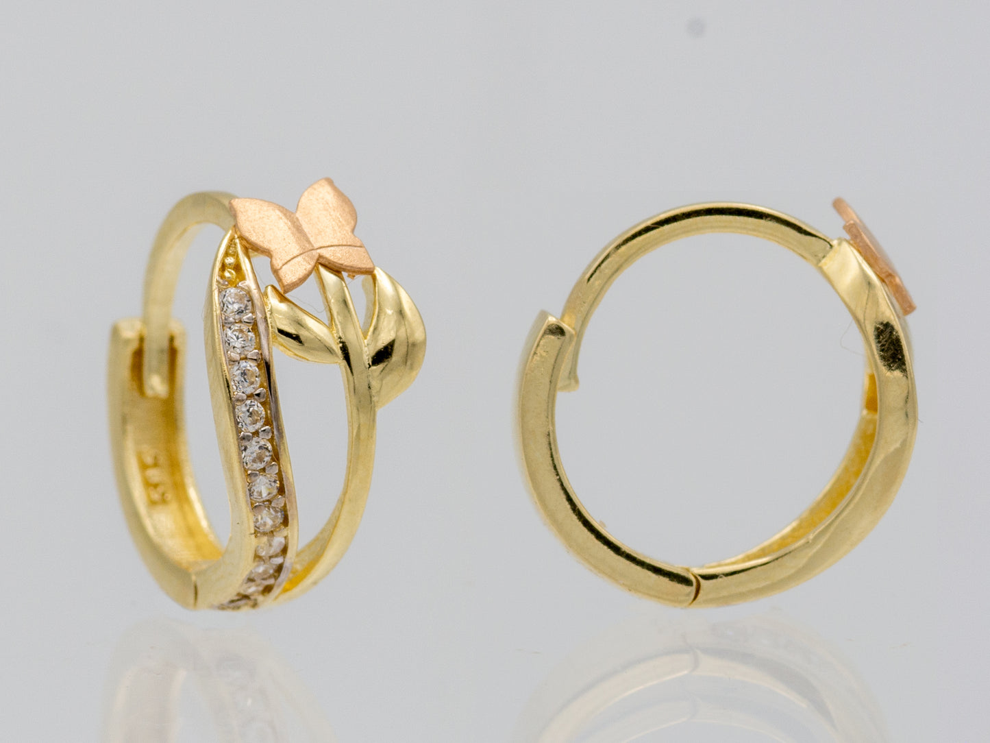 14k solid gold Dainty Cross Shaped Hoop Huggies earring