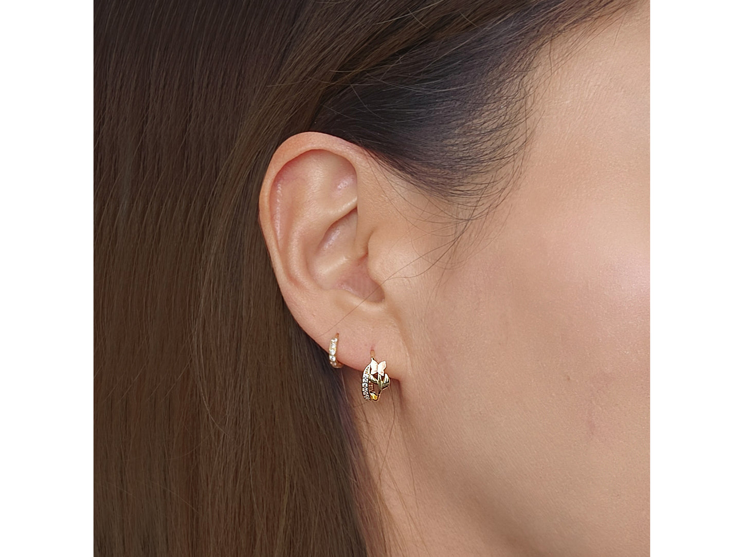 14k solid gold Dainty Cross Shaped Hoop Huggies earring