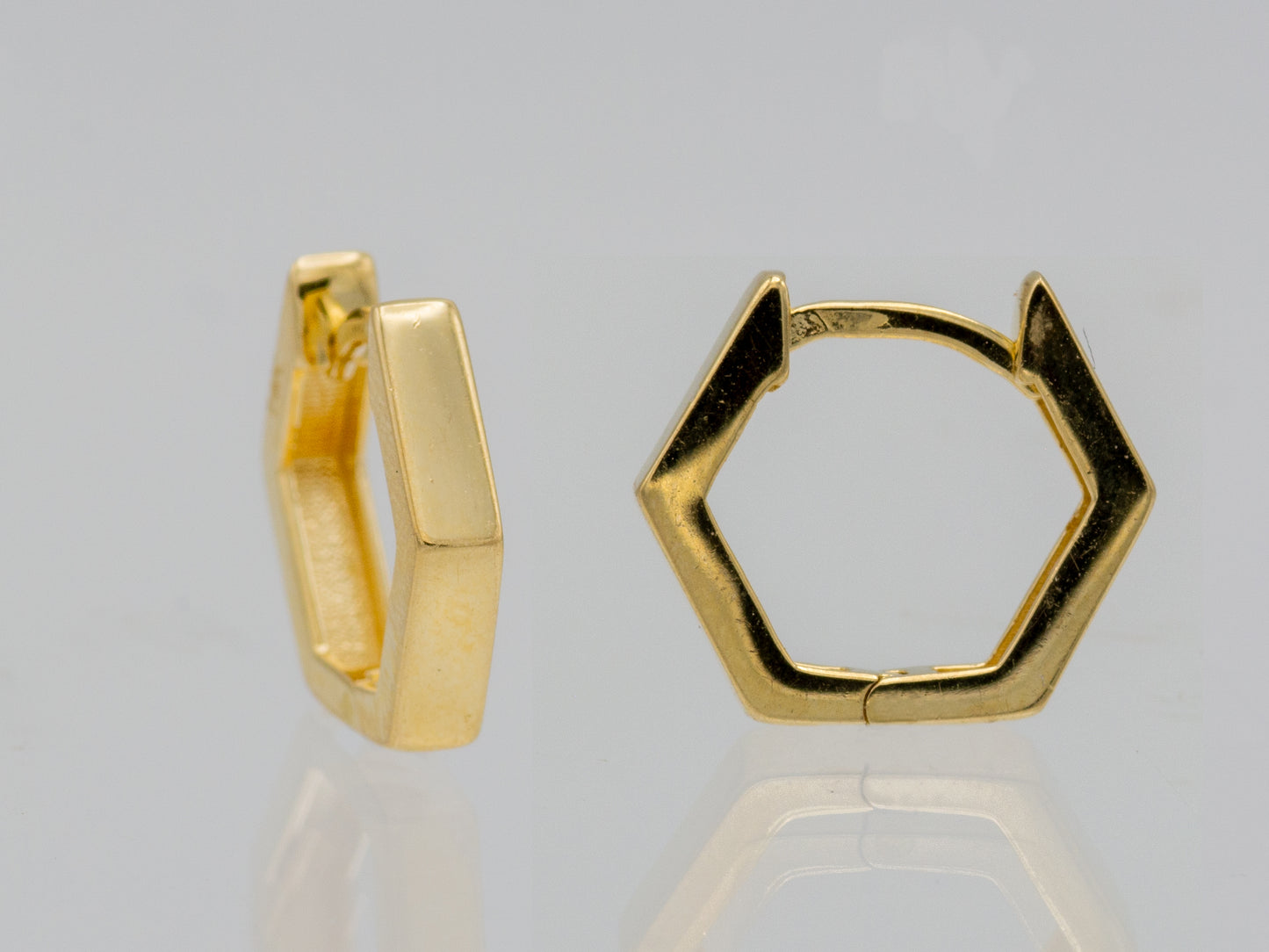 14k solid gold Hexagon Hoop Huggies earring