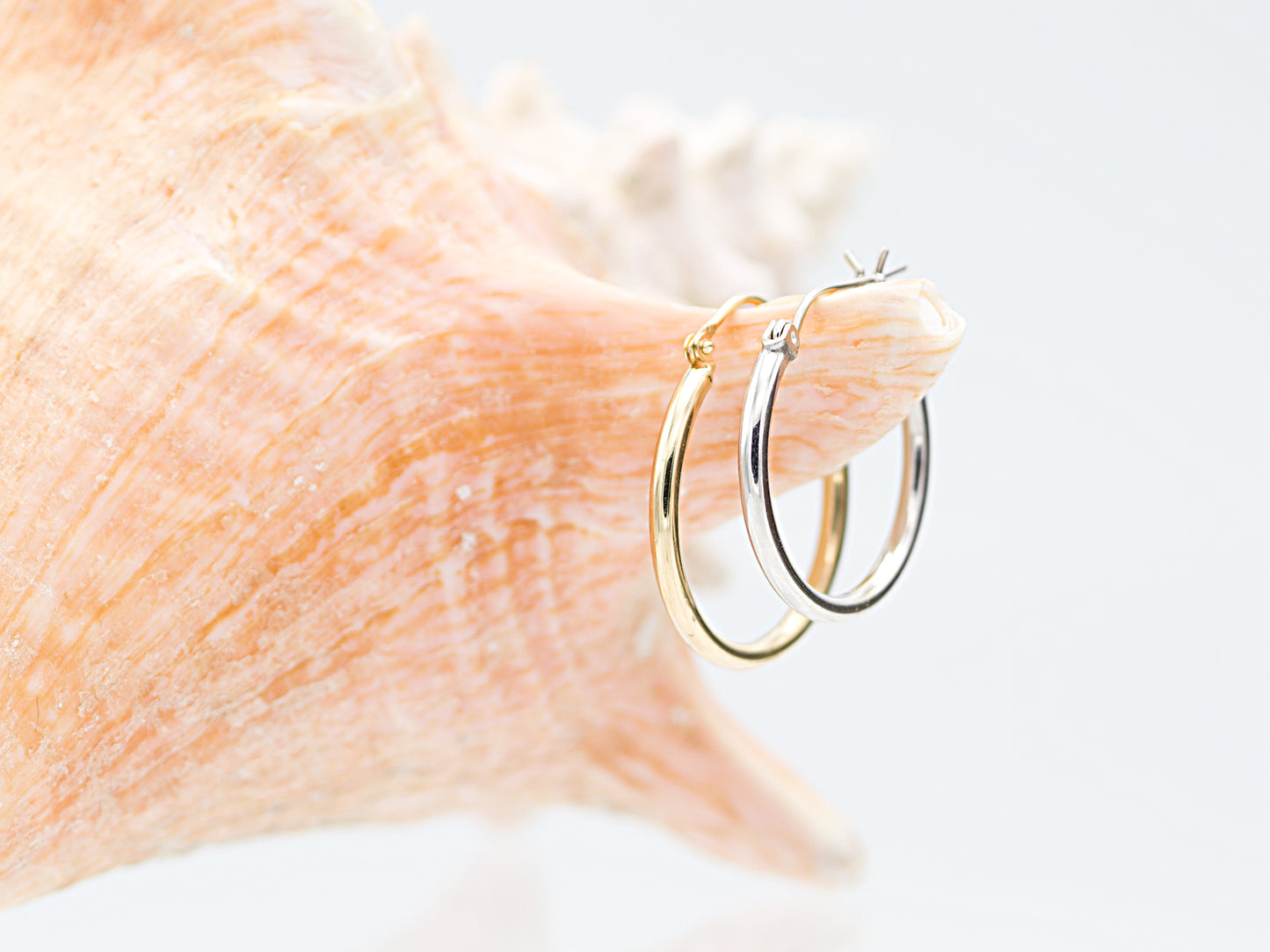 14K Solid Real Gold Statement Gold Hoop Earrings