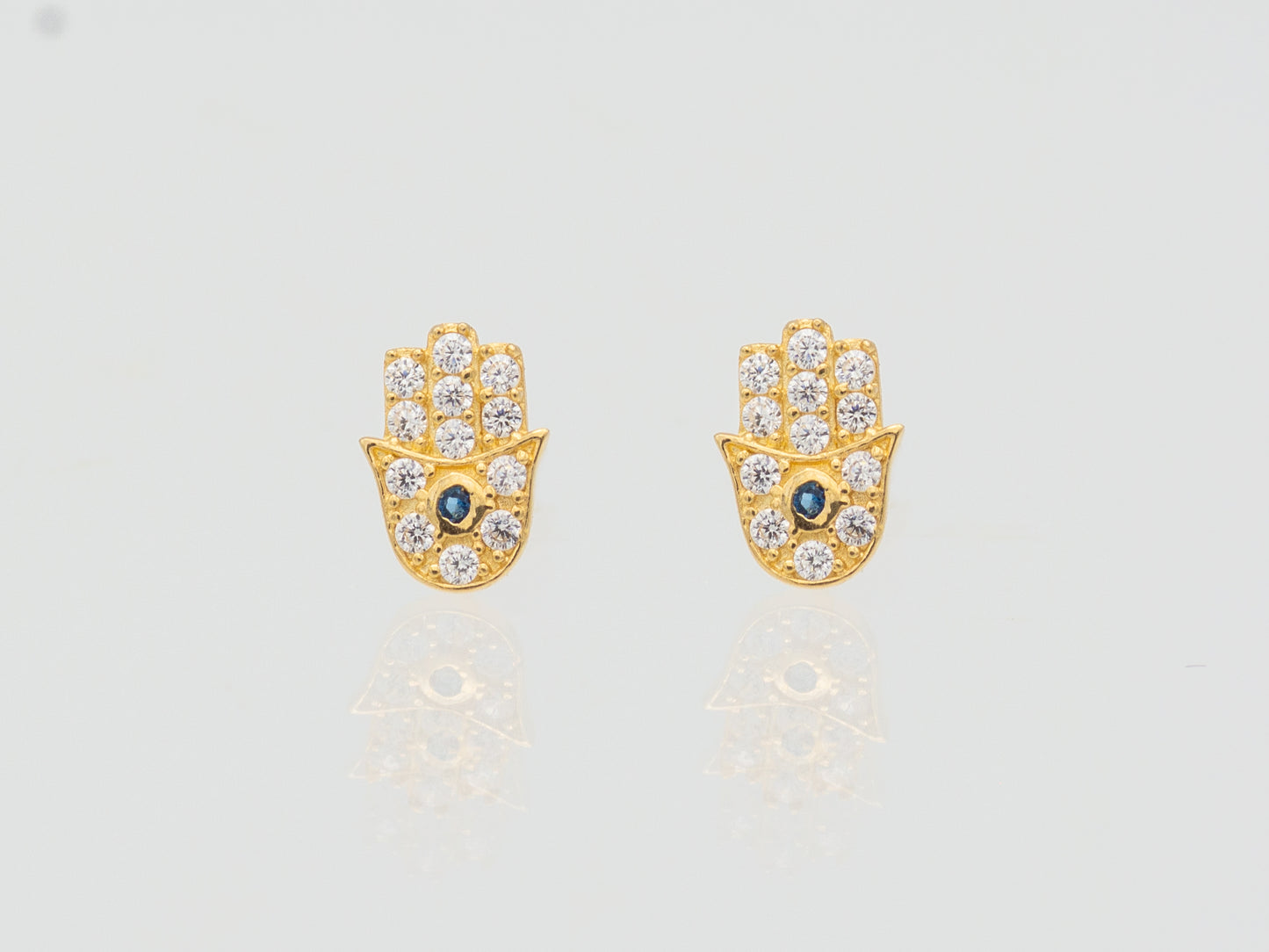 14k solid gold Hamsa stud earrings