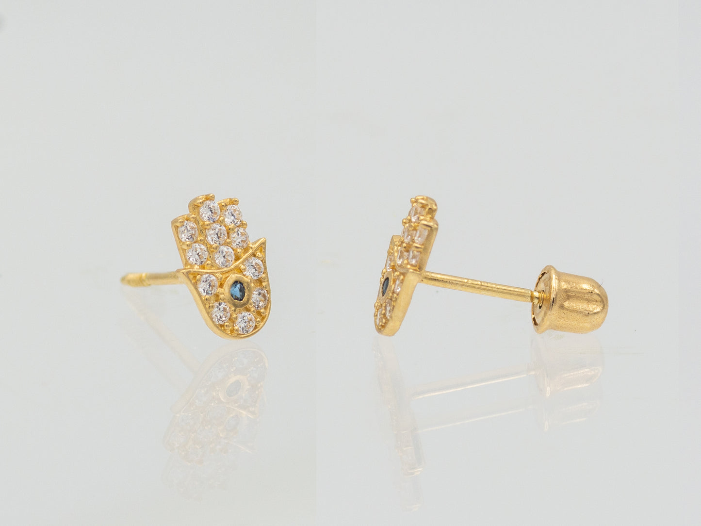 14k solid gold Hamsa stud earrings
