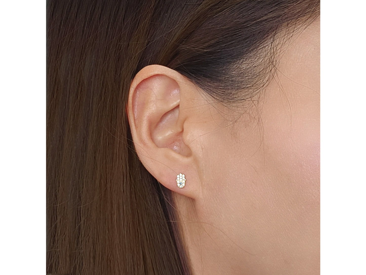14k solid gold Hamsa stud earrings