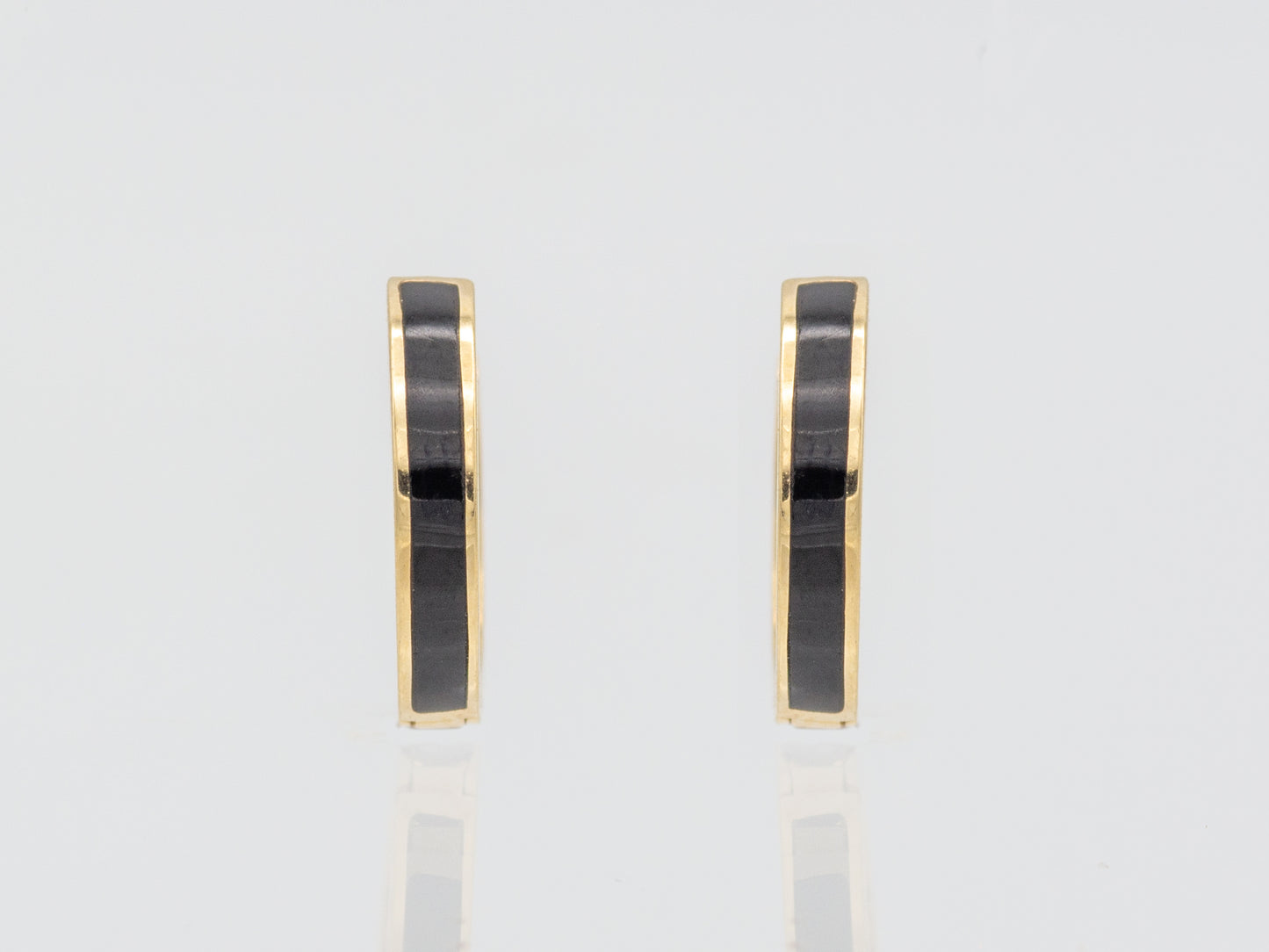14k solid gold Black Onyx Huggies earring