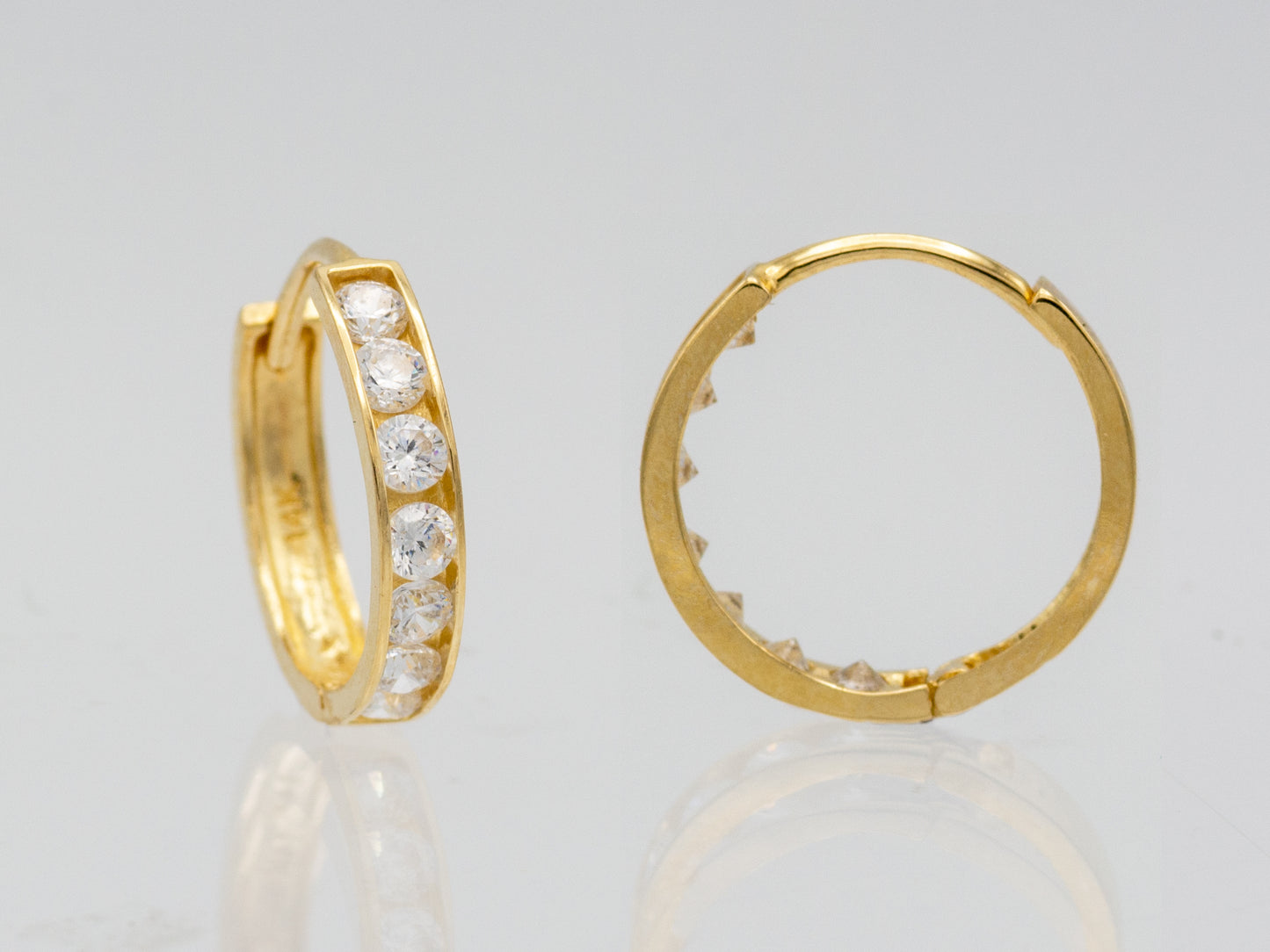 14k solid yellow gold single line earring