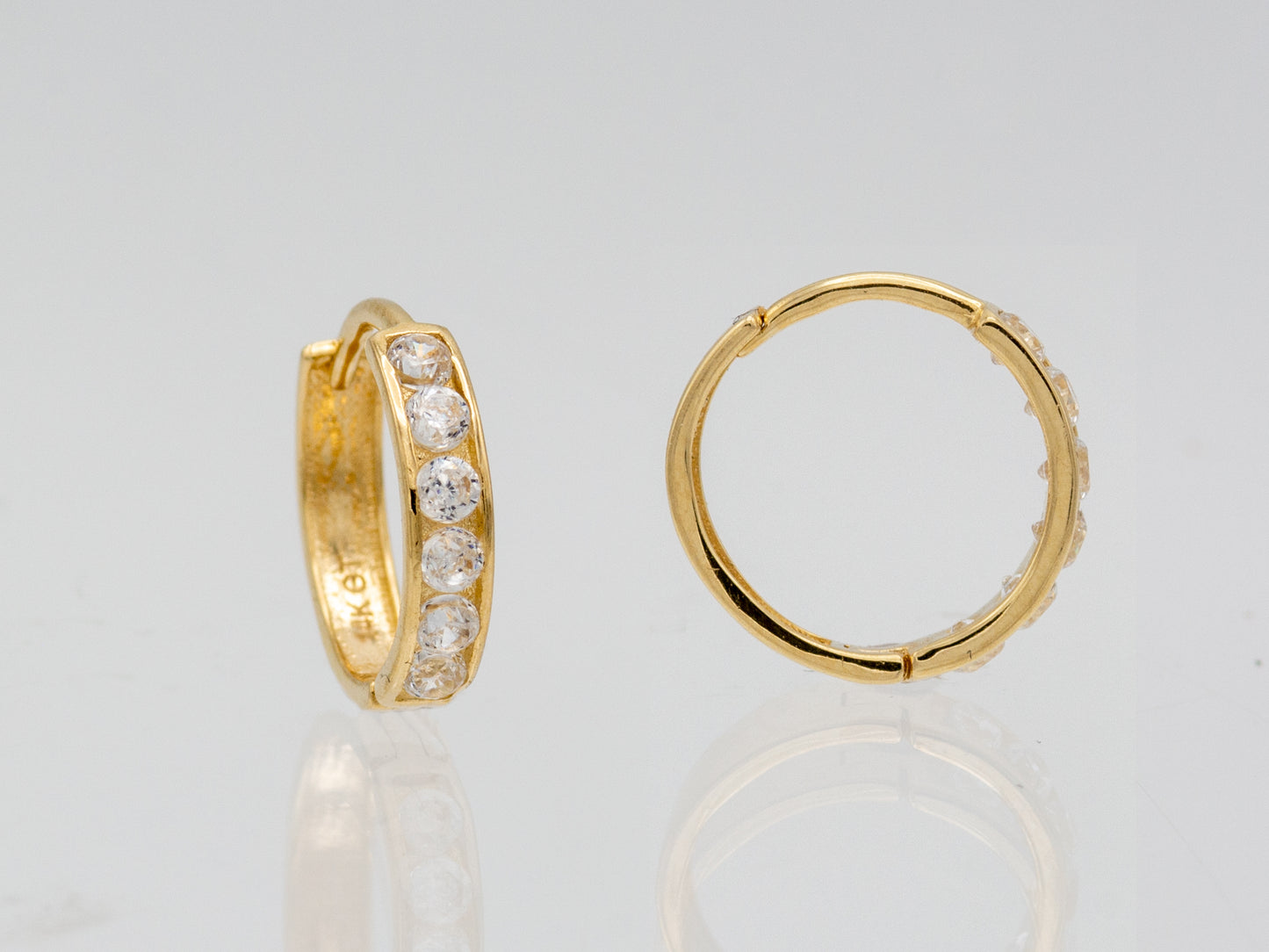 14k solid yellow gold single line earring