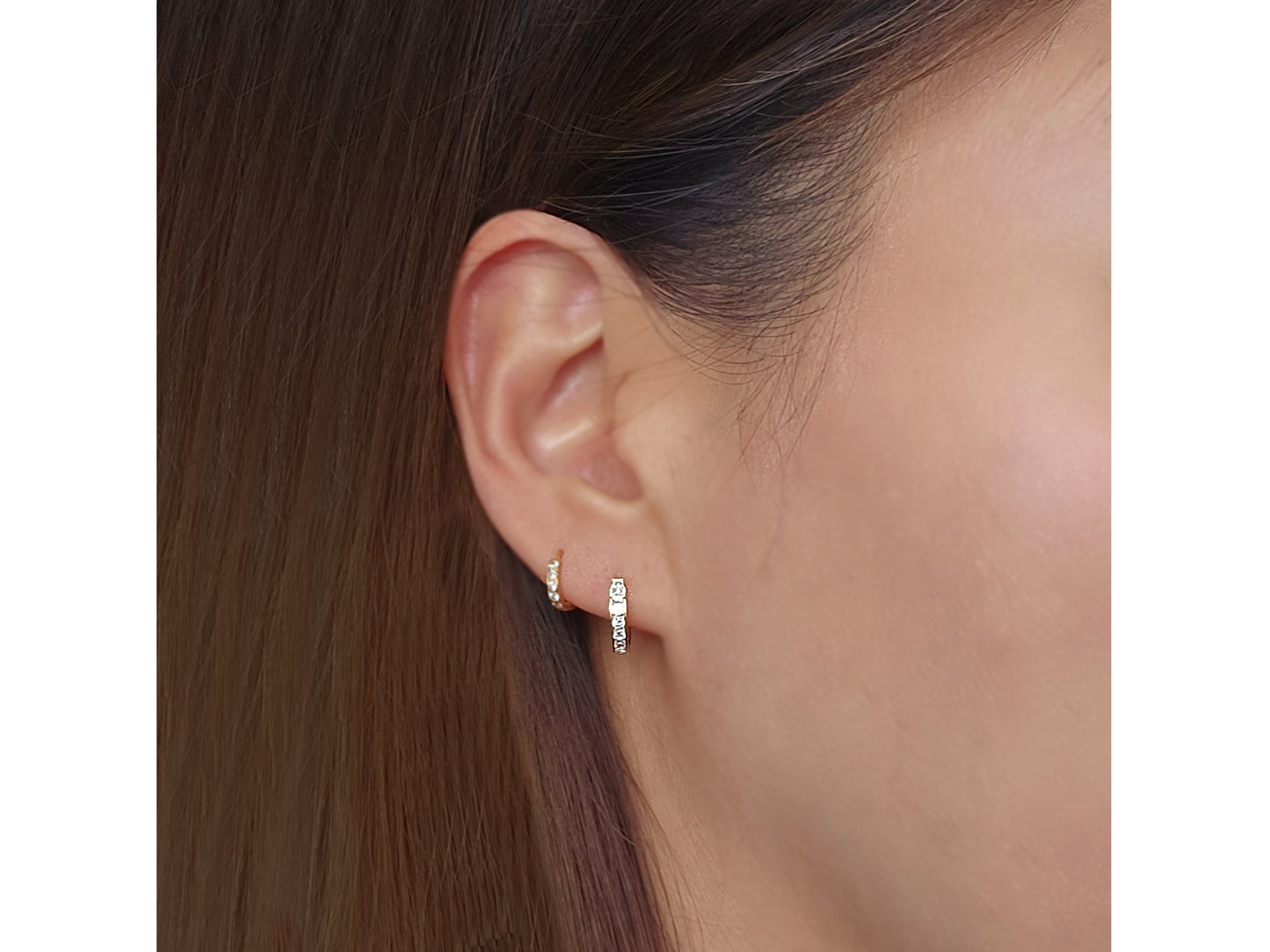14k solid yellow gold single line earring