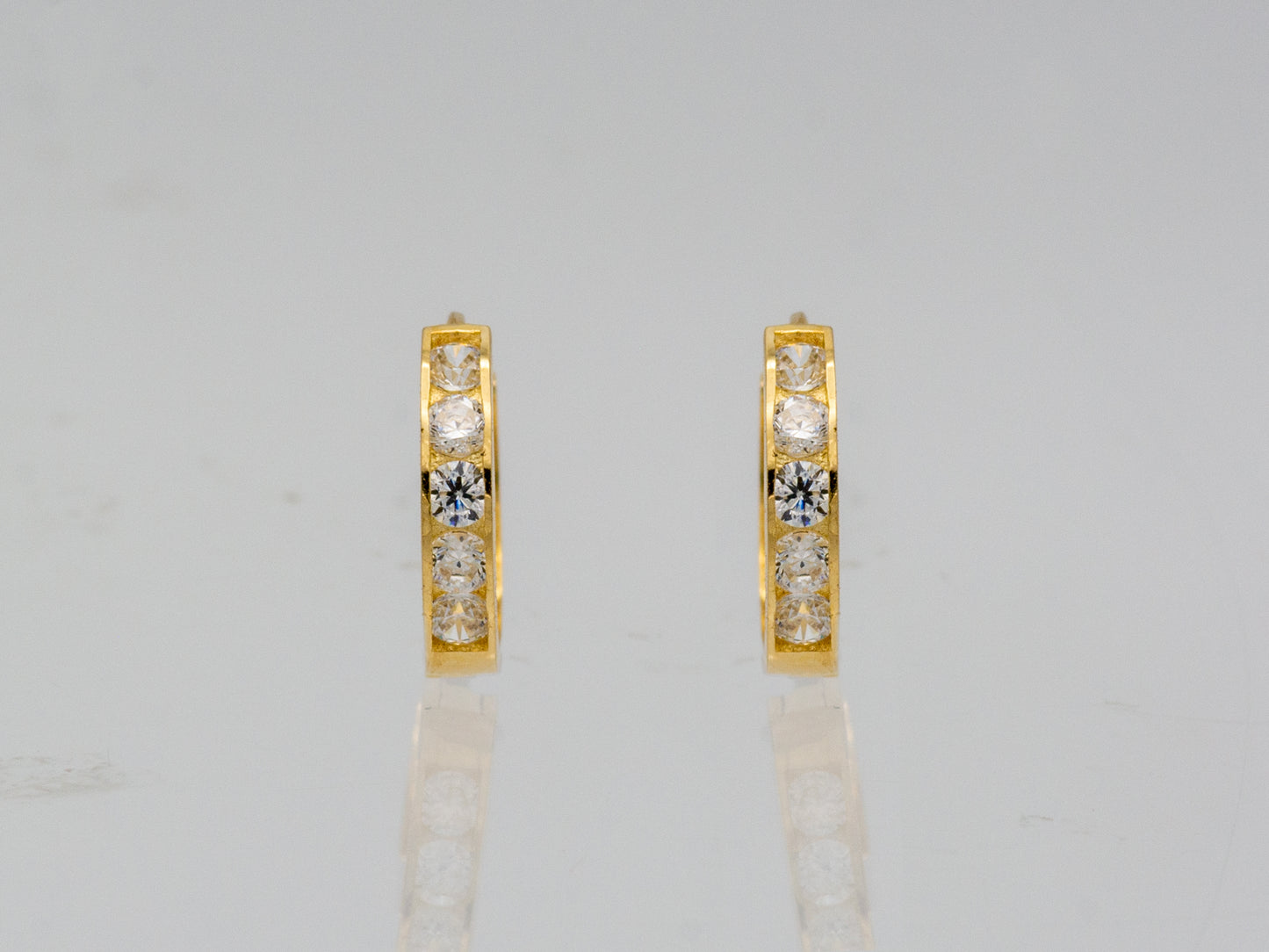 14k solid gold Cubic Zirconia Huggies Hoop earring