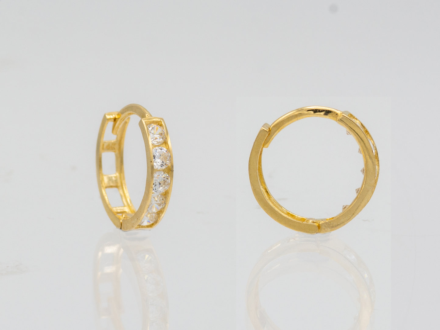 14k solid gold Cubic Zirconia Huggies Hoop earring