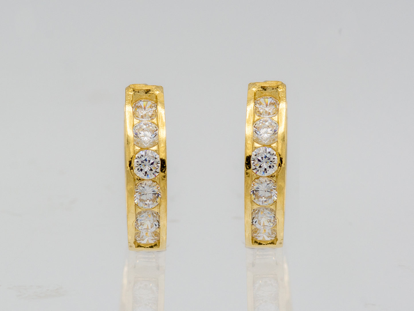 14k solid gold Cubic Zirconia Huggies Hoop earring