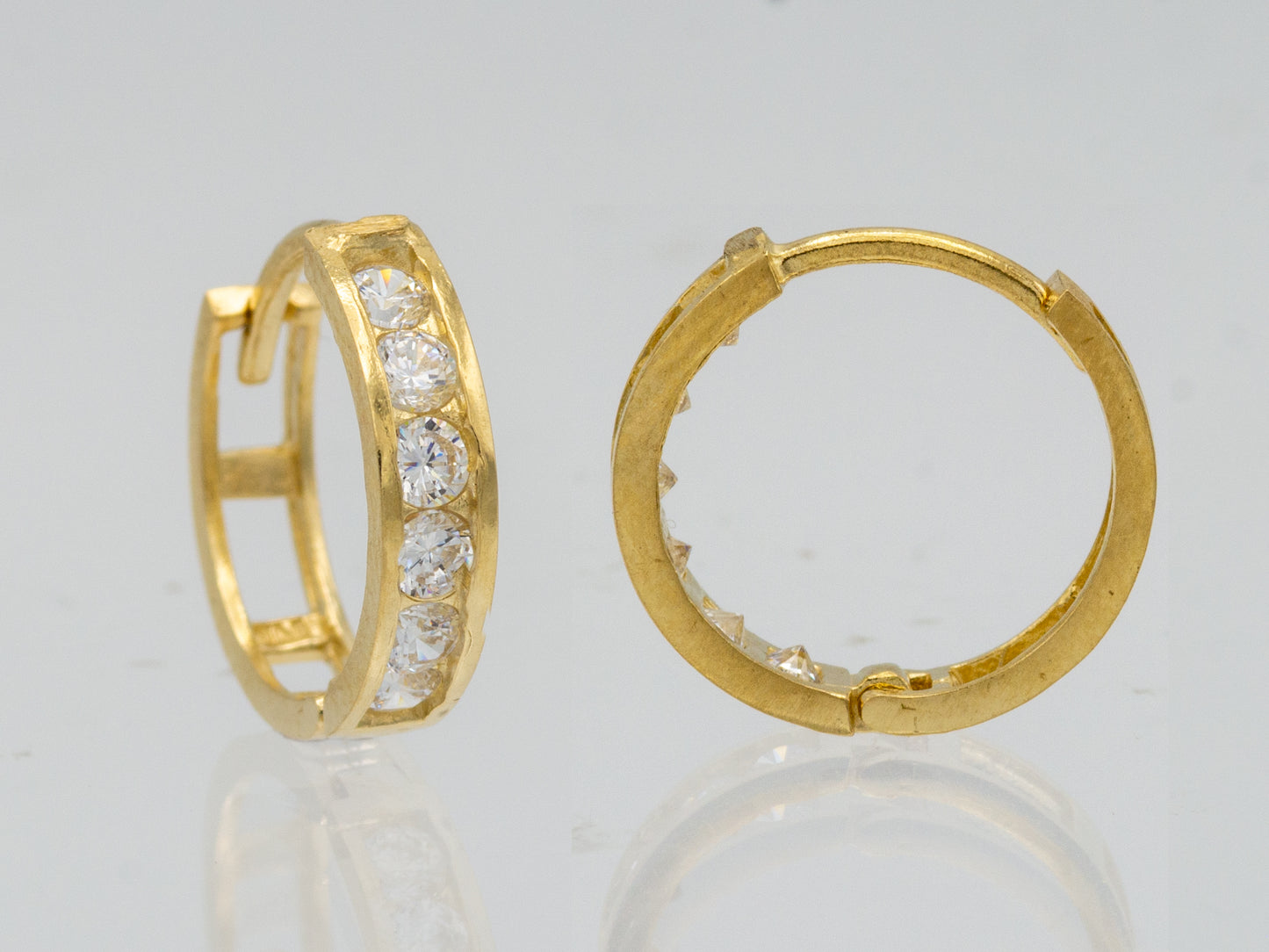 14k solid gold Cubic Zirconia Huggies Hoop earring