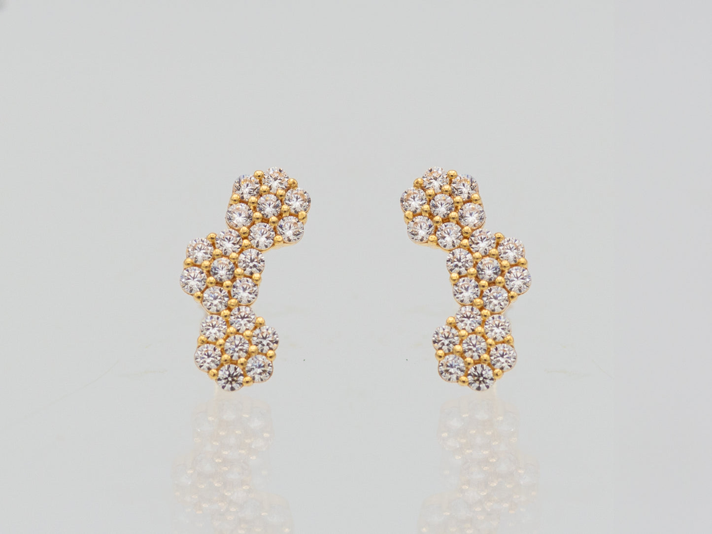14k solid gold honeycomb cluster stud earrings