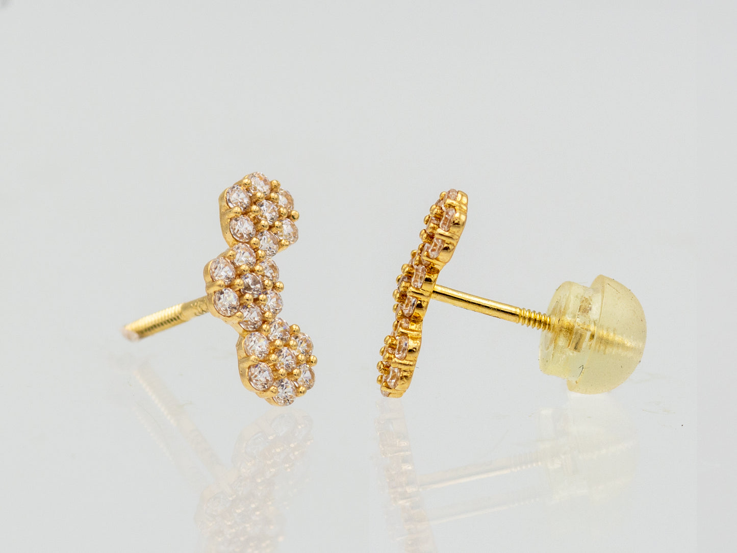 14k solid gold honeycomb cluster stud earrings