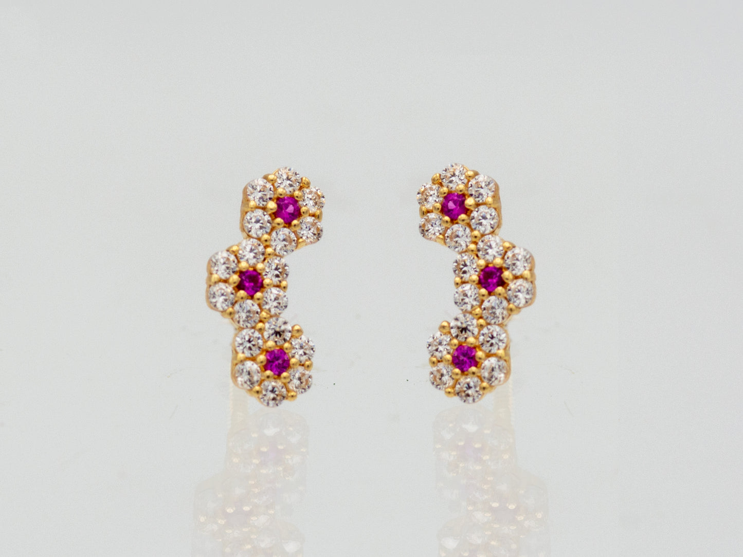 14k solid gold honeycomb cluster stud earrings