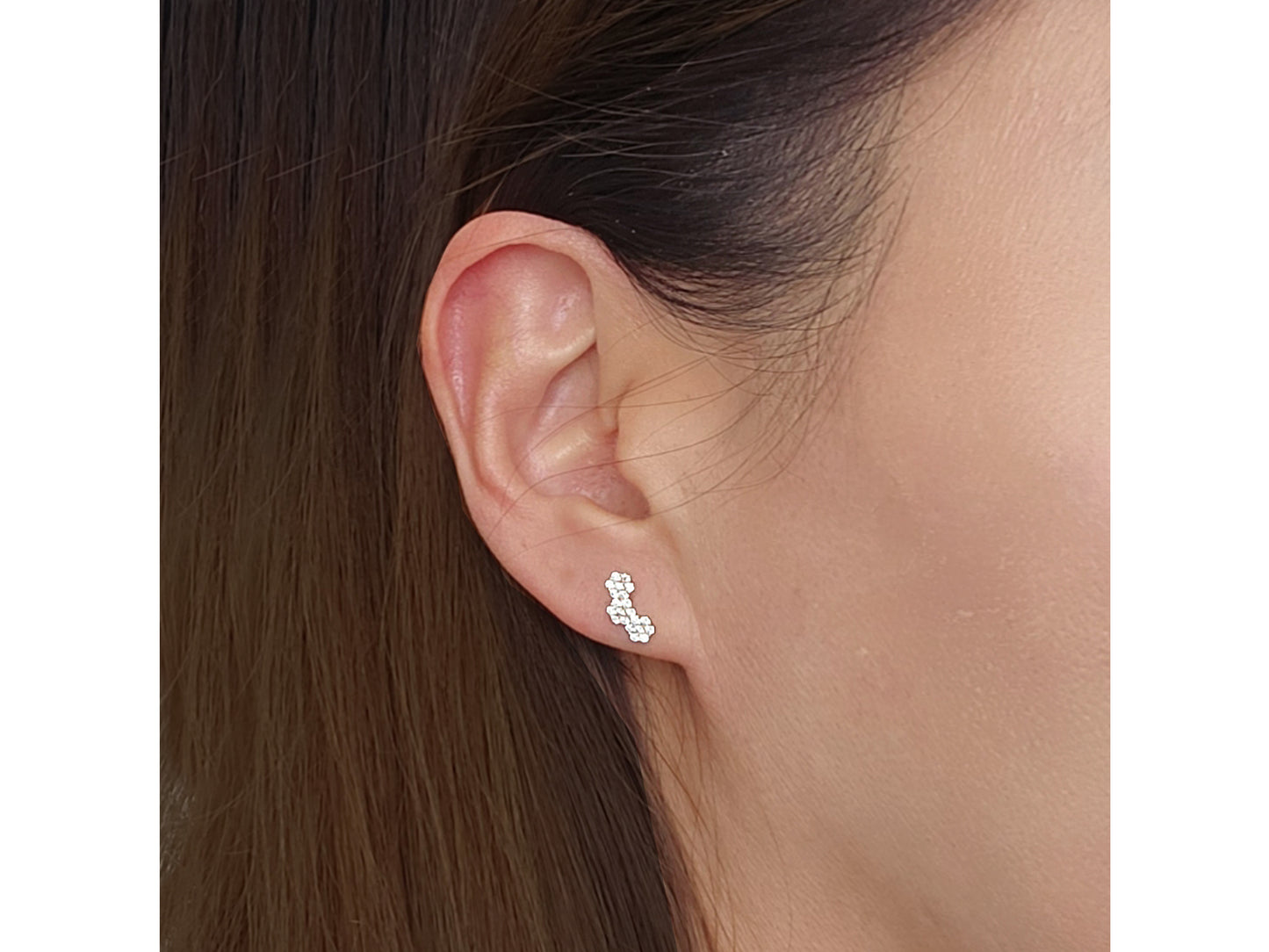 14k solid gold honeycomb cluster stud earrings