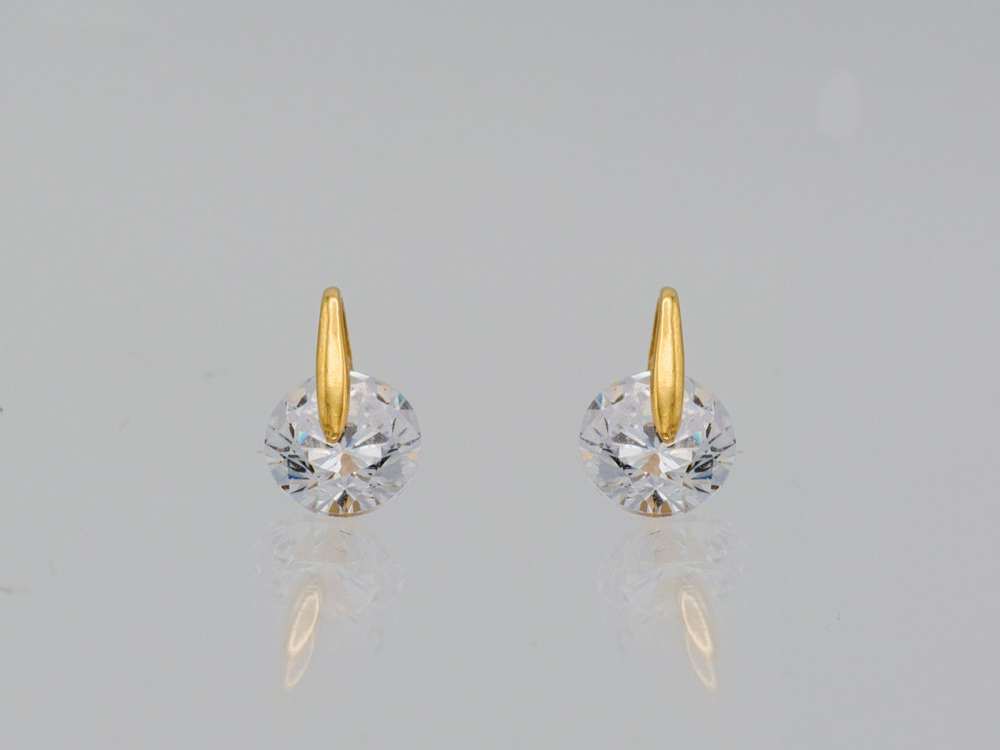 14k solid gold simulated crystal drop Stud Earring