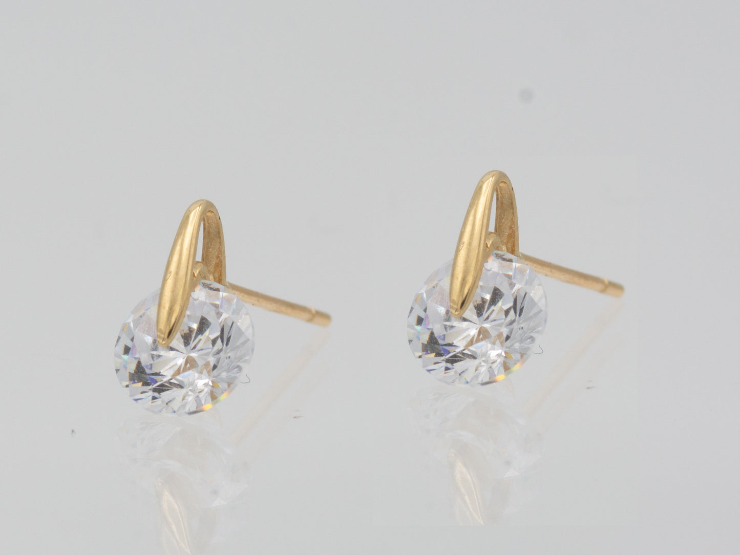 14k solid gold simulated crystal drop Stud Earring