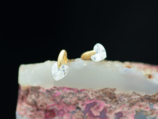 14k solid gold simulated crystal drop Stud Earring