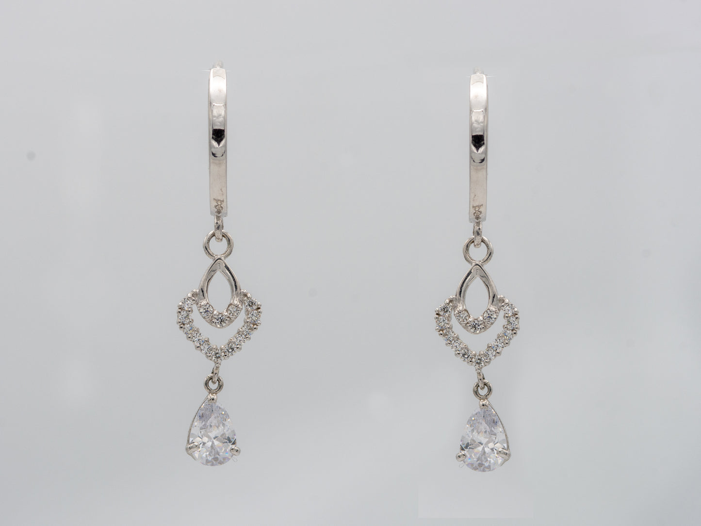 14k solid White Gold Chandelier Hoop earring