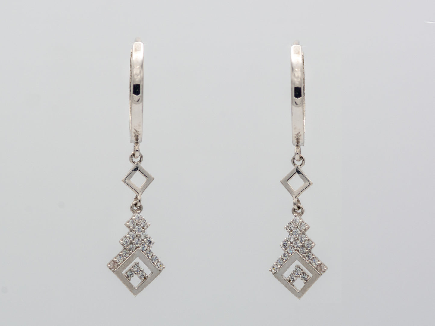 14k solid White Gold Chandelier Hoop earring