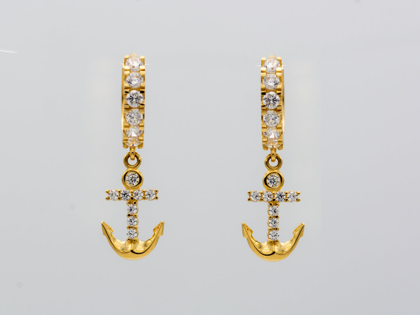 14k solid Gold Anchor Dropping Hoop earring