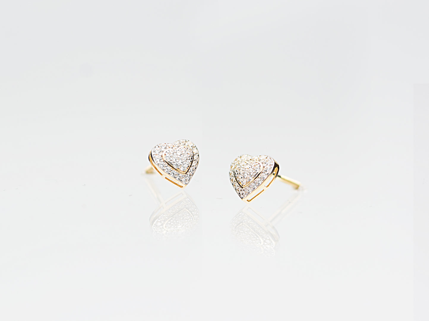 14k solid gold Multi Simulated Diamond Heart Stud earring