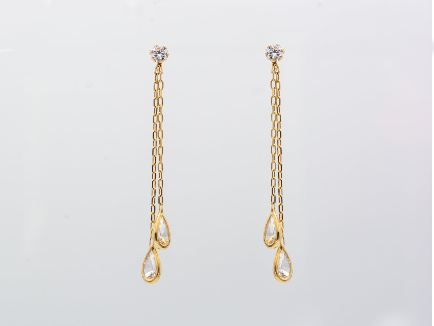 14k solid gold Chain Tear Drop Earrings
