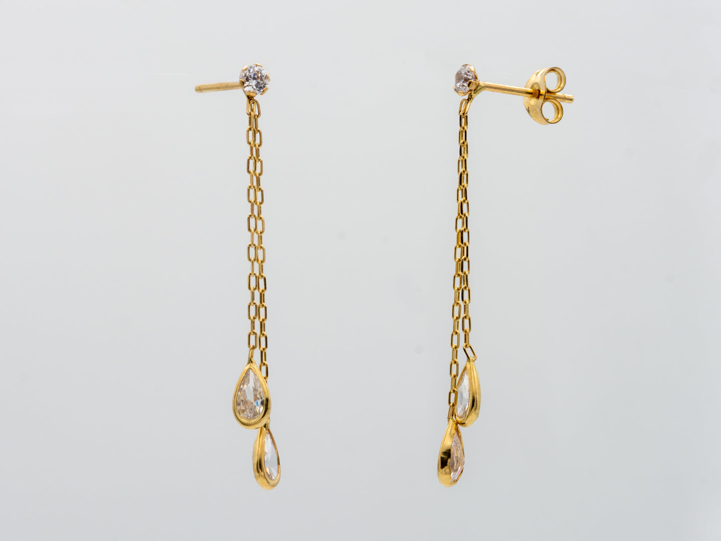 14k solid gold Chain Tear Drop Earrings