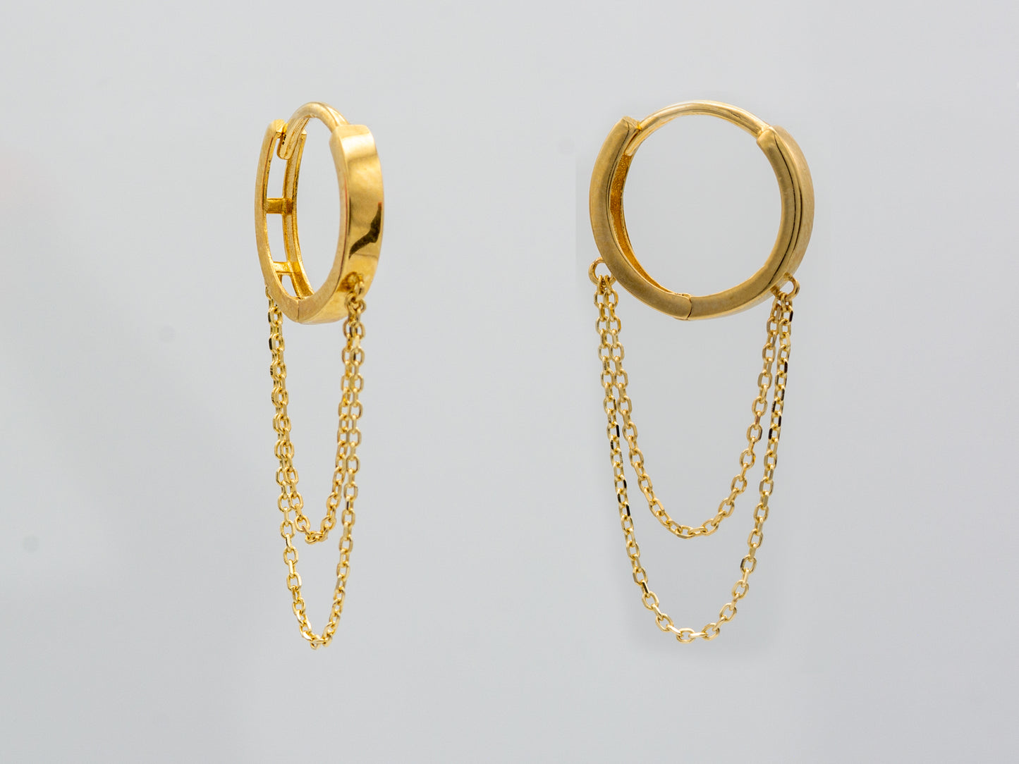14k solid  gold tassel hoop earrings