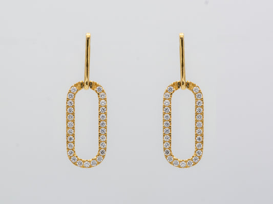 14k solid Gold Paper Clip Drop earring