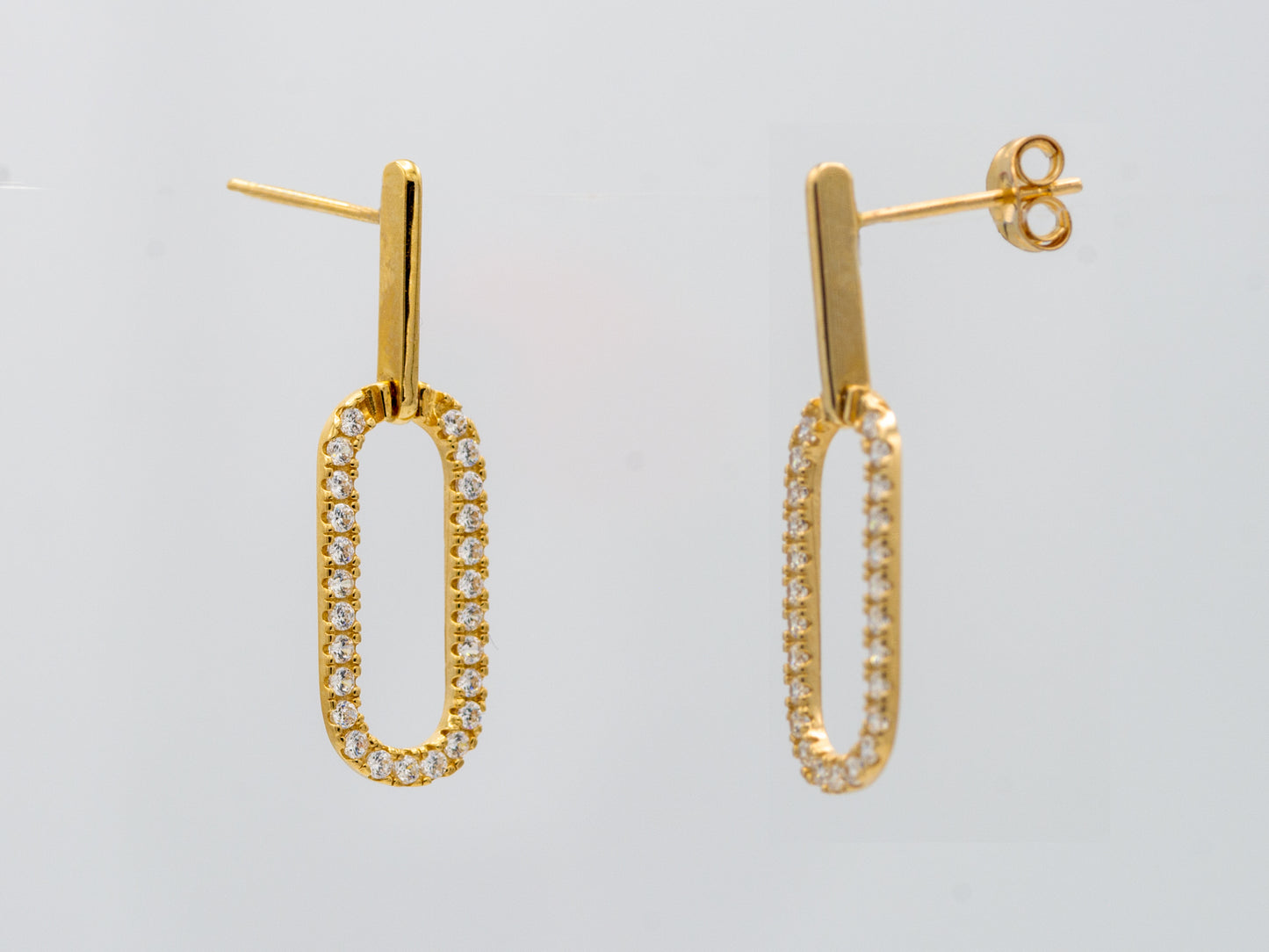 14k solid Gold Paper Clip Drop earring