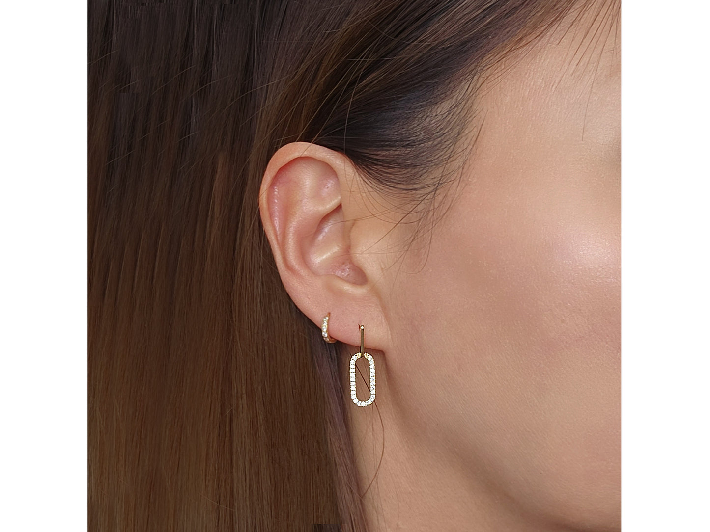 14k solid Gold Paper Clip Drop earring