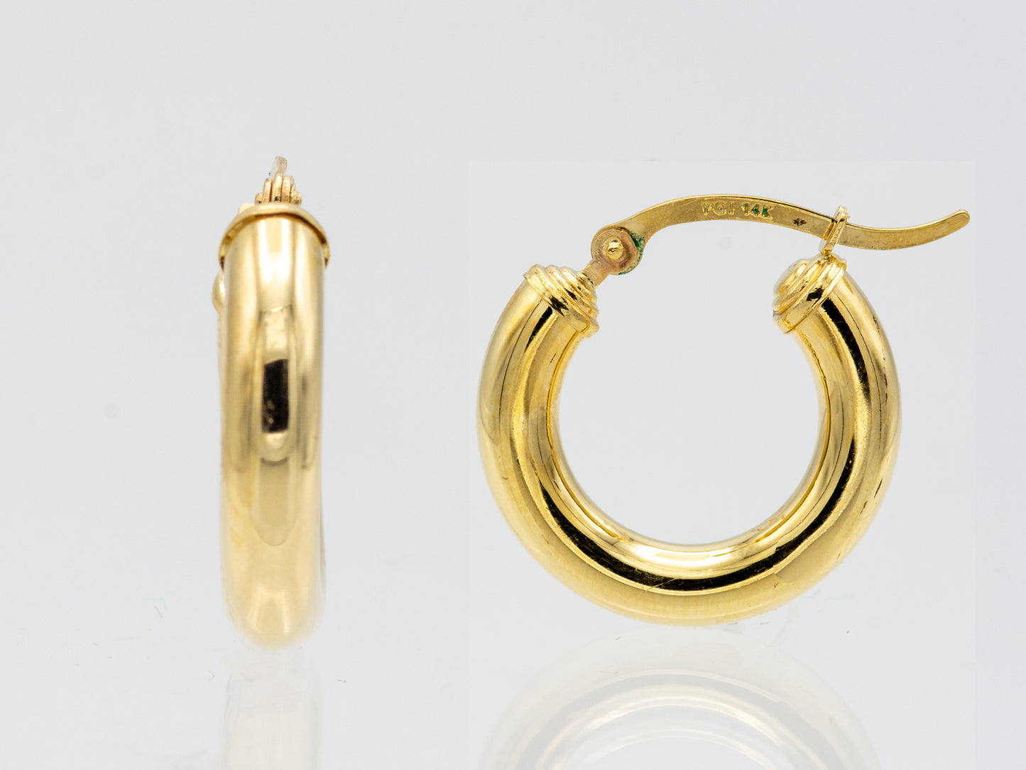 14K Solid gold Round Hollow thick chunky hoops earrings